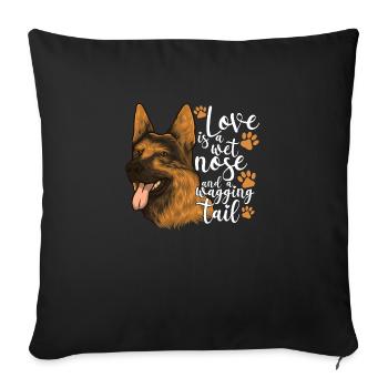 L’amour du berger allemand est le nez mouillé qui ondule - Housse de coussin décorative 45 x 45 cm - noir - Devant