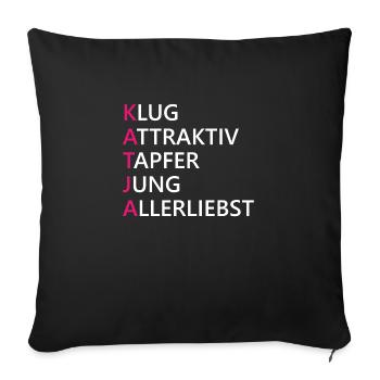 Katja Name Geschenk - Sofakissenbezug 45 x 45 cm - Schwarz - Vorne
