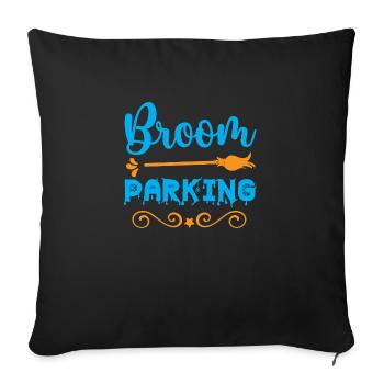 Broom parking - Halloween humor - Sofa pillowcase 17,3'' x 17,3'' (45 x 45 cm) - black - Front