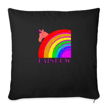 Regenbogen mit Einhorn - Sofakissenbezug 45 x 45 cm - Schwarz - Vorne