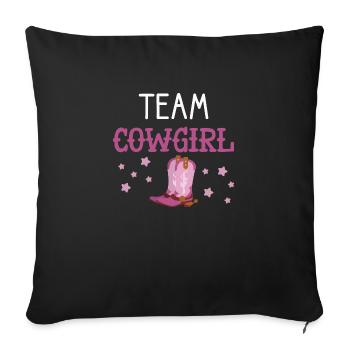 Team Cow girl or Cowboy Announcement Baby Shower - Housse de coussin décorative 45 x 45 cm - noir - Devant