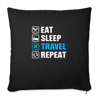 5 Manger dormir voyager répéter - Housse de coussin décorative 45 x 45 cm - noir - Devant