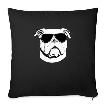 Chiens bouledogues avec lunettes de soleil motif cool - Housse de coussin décorative 45 x 45 cm - noir - Devant