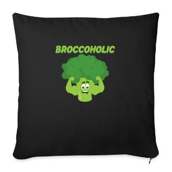 Broccoholic Vegetable Broccoli - Sofakissenbezug 45 x 45 cm - Schwarz - Vorne