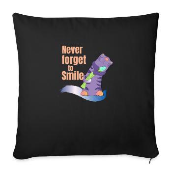 katze spruch lachen ironie optimismus glück lol - Sofakissenbezug 45 x 45 cm - Schwarz - Vorne