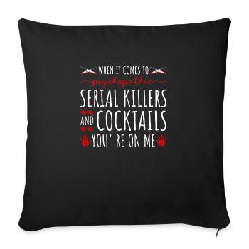 True Crime Tueurs en série et cocktails, Murderino - Housse de coussin décorative 45 x 45 cm - noir - Devant