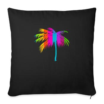 Tropical Beach Paradise Palm Rainbow 2 - Sofa pillowcase 17,3'' x 17,3'' (45 x 45 cm) - black - Front