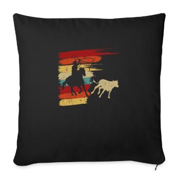 Calf Roping Rodeo Cowboy, Retro Breakaway Roping - Sofakissenbezug 45 x 45 cm - Schwarz - Vorne