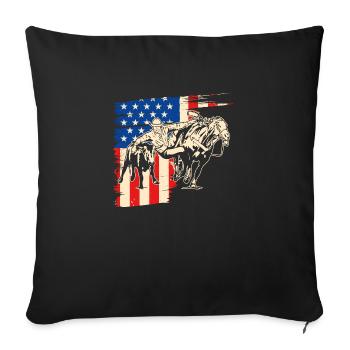 Patriotic Steer Wrestling American Flag - Sofakissenbezug 45 x 45 cm - Schwarz - Vorne