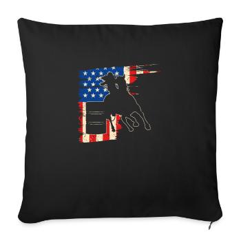 Barrel Racer American Flag, Patriotic Rodeo Barrel - Sofakissenbezug 45 x 45 cm - Schwarz - Vorne