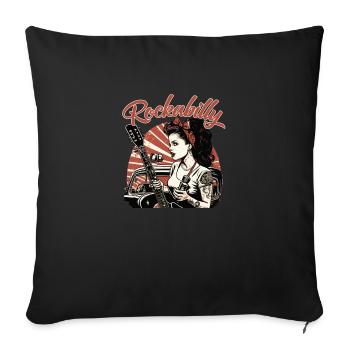 Rockabilly Musik Shirt im Retro Design - Sofakissenbezug 45 x 45 cm - Schwarz - Vorne