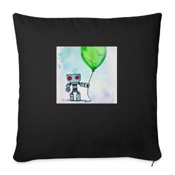 Robot avec ballon - Housse de coussin décorative 45 x 45 cm - noir - Devant