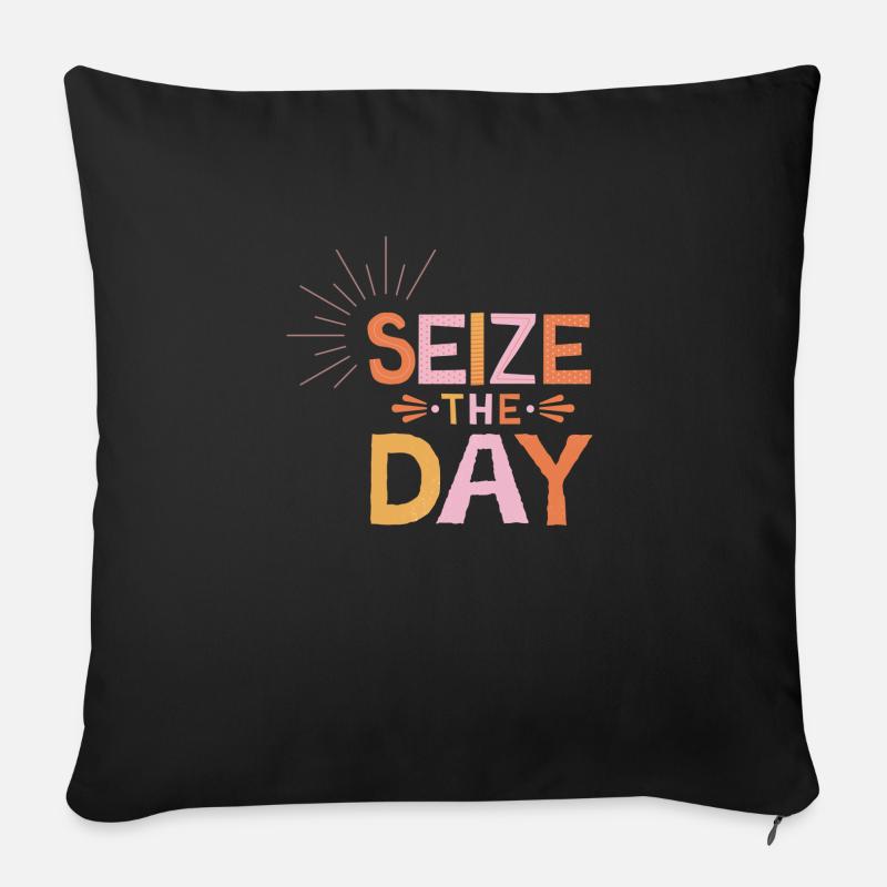 Saisissez le jour - Housse de coussin décorative 45 x 45 cm - noir