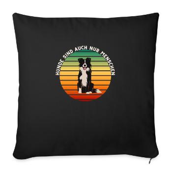 Cute border collie in retro sunset - Sofa pillowcase 17,3'' x 17,3'' (45 x 45 cm) - black - Front