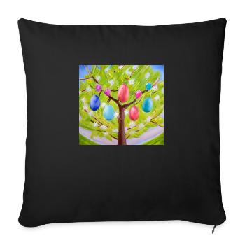 Arbre à œufs coloré - Housse de coussin décorative 45 x 45 cm - noir - Devant