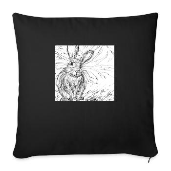 Lièvre dessiné - Housse de coussin décorative 45 x 45 cm - noir - Devant