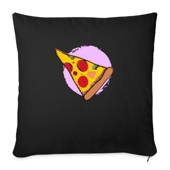 Pizza Pizzastück - Sofakissenbezug 45 x 45 cm - Schwarz - Vorne