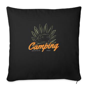 Camping Motorhome Adventure 2023 - Sofa pillowcase 17,3'' x 17,3'' (45 x 45 cm) - black - Front
