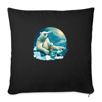 Polar bear chills with beer - Sofa pillowcase 17,3'' x 17,3'' (45 x 45 cm) - black - Front