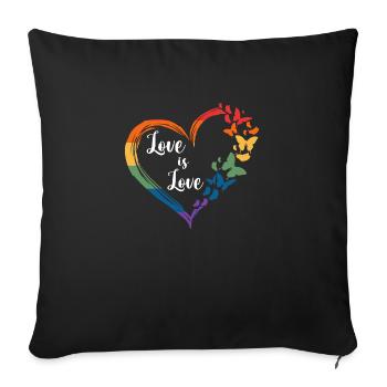Butterfly Heart Rainbow Love Is Love LGBT Gay Prid - Sofa pillowcase 17,3'' x 17,3'' (45 x 45 cm) - black - Front