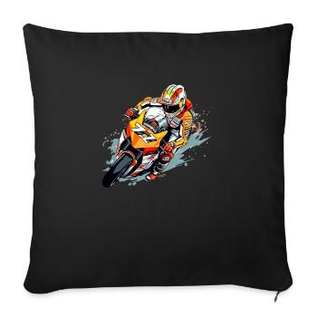 Rennmotorrad Nr. 77 - Sofakissenbezug 45 x 45 cm - Schwarz - Vorne