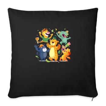 Animaux à la fête - Housse de coussin décorative 45 x 45 cm - noir - Devant