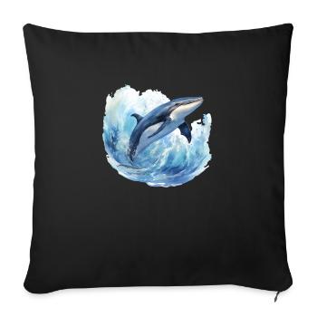 Whale in the Arctic Arctic Ocean Blue Ocean - Sofa pillowcase 17,3'' x 17,3'' (45 x 45 cm) - black - Front