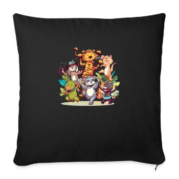 Les animaux en folie n°2 - Housse de coussin décorative 45 x 45 cm - noir - Devant