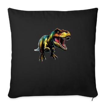Dinosaure T Rex roi des temps préhistoriques - Housse de coussin décorative 45 x 45 cm - noir - Devant