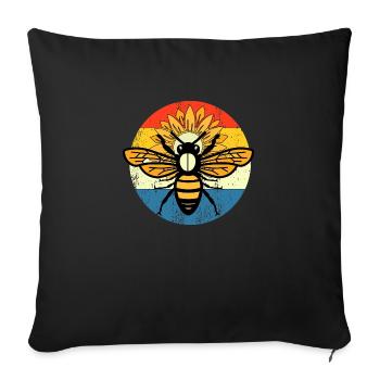 Vintage-Biene Retro-Sonnenuntergang - Sofakissenbezug 45 x 45 cm - Schwarz - Vorne