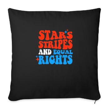 Rayures étoilées et égalité - Housse de coussin décorative 45 x 45 cm - noir - Devant