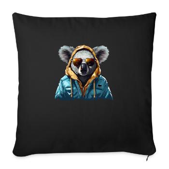 Ours koala de style urbain | Amoureux des koalas - Housse de coussin décorative 45 x 45 cm - noir - Devant
