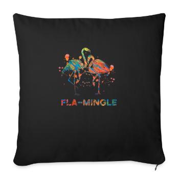 Flamant rose Fla Mingle - Housse de coussin décorative 45 x 45 cm - noir - Devant