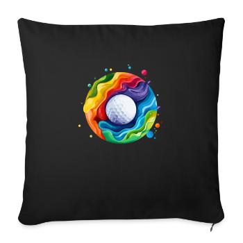 logo de balle de golf coloré - Housse de coussin décorative 45 x 45 cm - noir - Devant