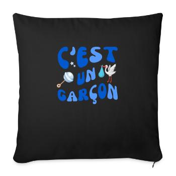 C'est un garçon grossesse enceinte bébé - Housse de coussin décorative 45 x 45 cm - noir - Devant