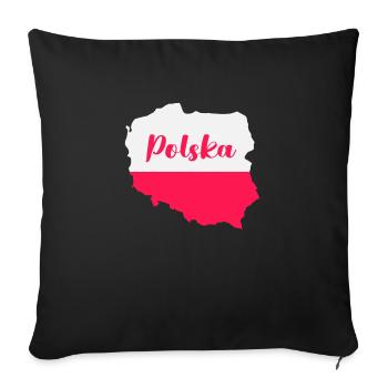 Pologne Polska - Housse de coussin décorative 45 x 45 cm - noir - Devant