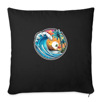 Surfing Beach Palm Tree Sunshine Holidays - Sofa pillowcase 17,3'' x 17,3'' (45 x 45 cm) - black - Front