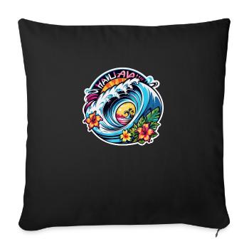 Surfen Strand Palme Sonnenschein Urlaub - Sofakissenbezug 45 x 45 cm - Schwarz - Vorne