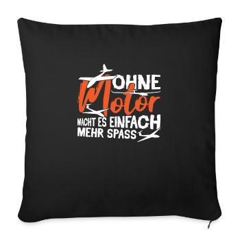 Segelflieger Pilot Flugzeug Ohne Motor - Sofakissenbezug 45 x 45 cm - Schwarz - Vorne