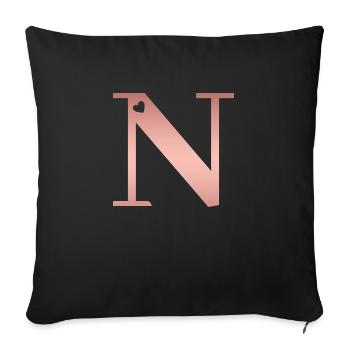 Buchstabe N roségold - Sofakissenbezug 45 x 45 cm - Schwarz - Vorne