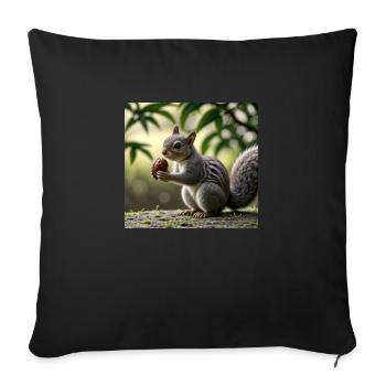 Squirrel with nut - Eichhörnchen mit Nuss - Sofa pillowcase 17,3'' x 17,3'' (45 x 45 cm) - black - Front