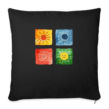 bunte Sonnen - Sofakissenbezug 45 x 45 cm - Schwarz - Vorne
