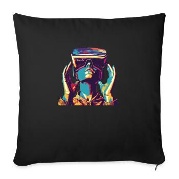 Virtual Reality - Tauchen Sie Ein In Eine - Sofakissenbezug 45 x 45 cm - Schwarz - Vorne