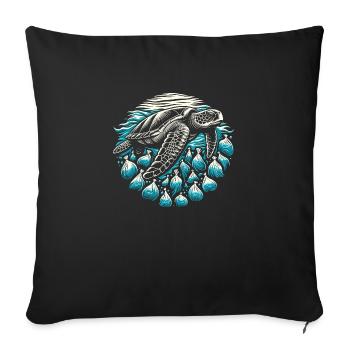 Tortue pollution - Housse de coussin décorative 45 x 45 cm - noir - Devant