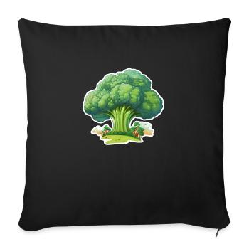 Brokkoli Wald - Sofakissenbezug 45 x 45 cm - Schwarz - Vorne