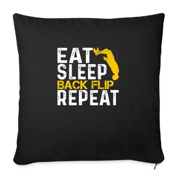 Vintage Eat Sleep Back Flip Répéter, Retour Flip - Housse de coussin décorative 45 x 45 cm - noir - Devant