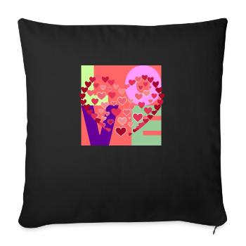 "LOVE" - Ein buntes Design voller Liebe - Sofakissenbezug 45 x 45 cm - Schwarz - Vorne