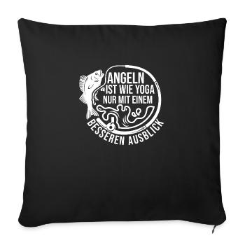 Angler Fischen Angelrute Angeln - Sofakissenbezug 45 x 45 cm - Schwarz - Vorne