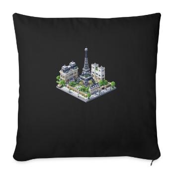 Paris City Voxel Pixel Design Miniature Travel - Sofa pillowcase 17,3'' x 17,3'' (45 x 45 cm) - black - Front