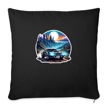 voiture vintage americaine et sportive - Housse de coussin décorative 45 x 45 cm - noir - Devant